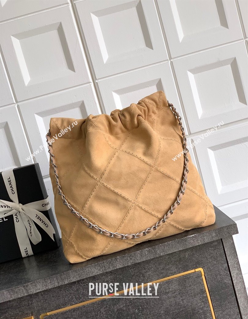 Chanel Suede Small Shopping Bag with Studs AS3260 Yellow 2025 0812 (yezi-250812124)