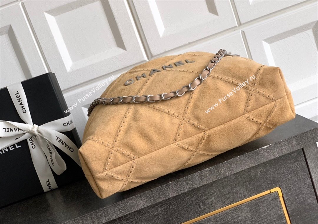 Chanel Suede Small Shopping Bag with Studs AS3260 Yellow 2025 0812 (yezi-250812124)