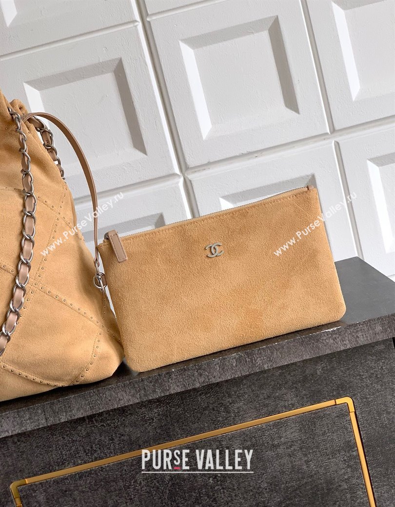 Chanel Suede Small Shopping Bag with Studs AS3260 Yellow 2025 0812 (yezi-250812124)