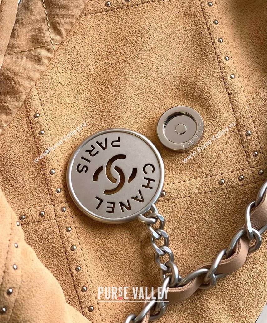 Chanel Suede Small Shopping Bag with Studs AS3260 Yellow 2025 0812 (yezi-250812124)