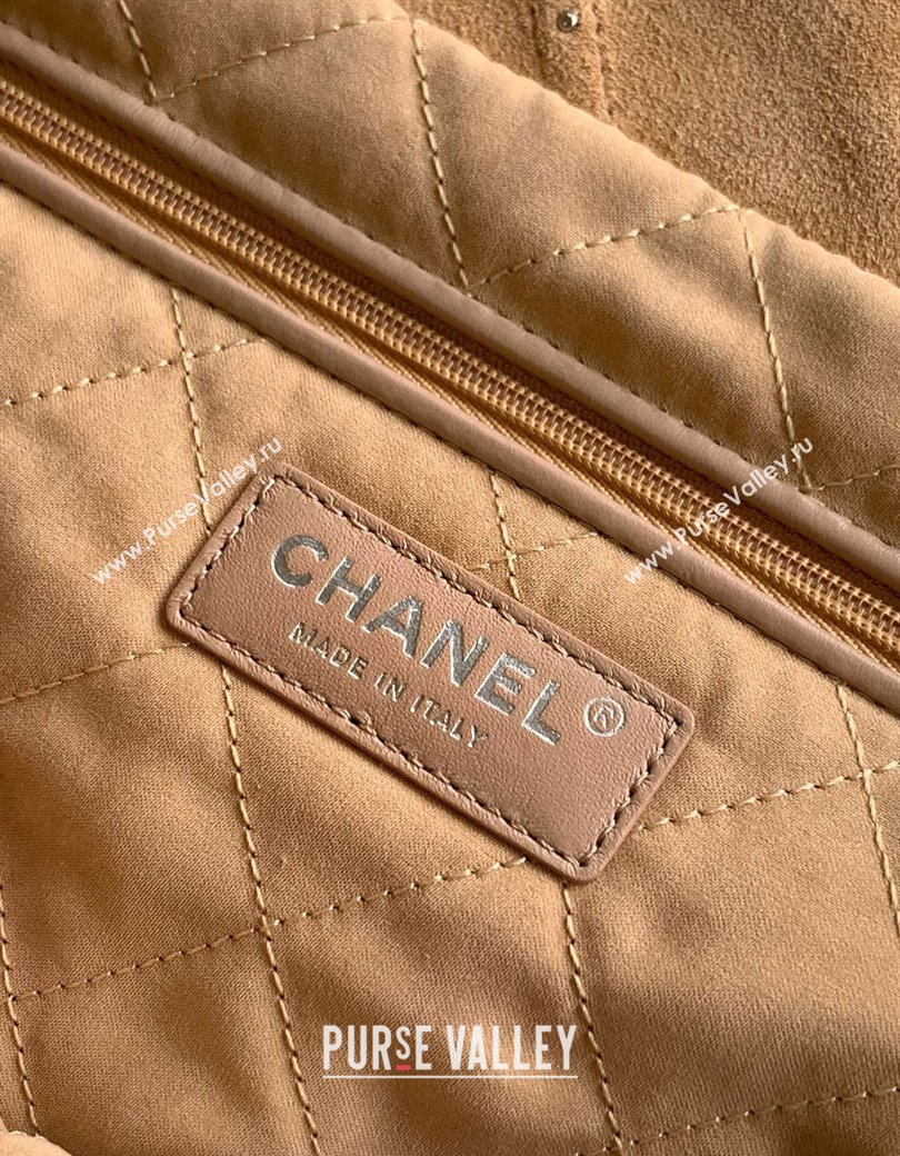 Chanel Suede Small Shopping Bag with Studs AS3260 Yellow 2025 0812 (yezi-250812124)