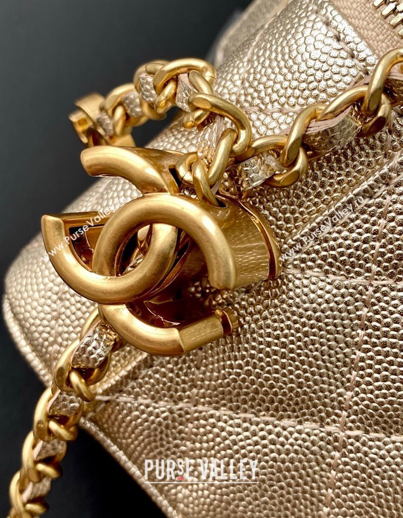 Chanel Grainy Calfskin Small Vanity with CC Chain Gold 2025 AP3941 (yezi-250812101)