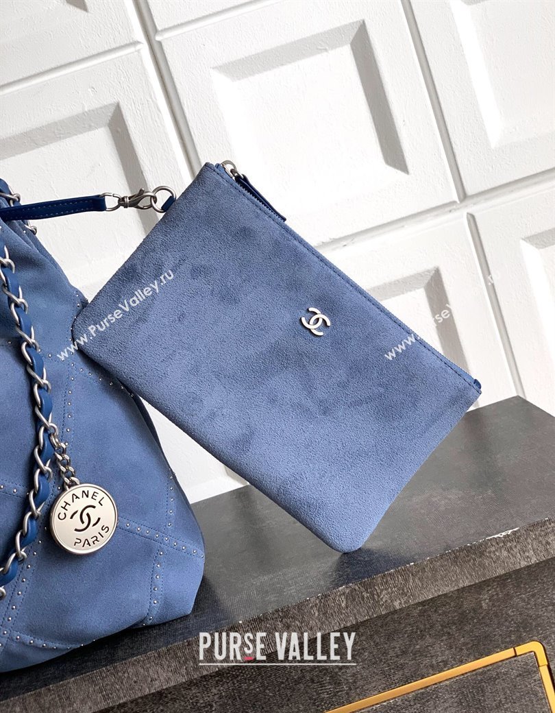 Chanel Suede Small Shopping Bag with Studs AS3260 Blue 2025 0812 (yezi-250812125)