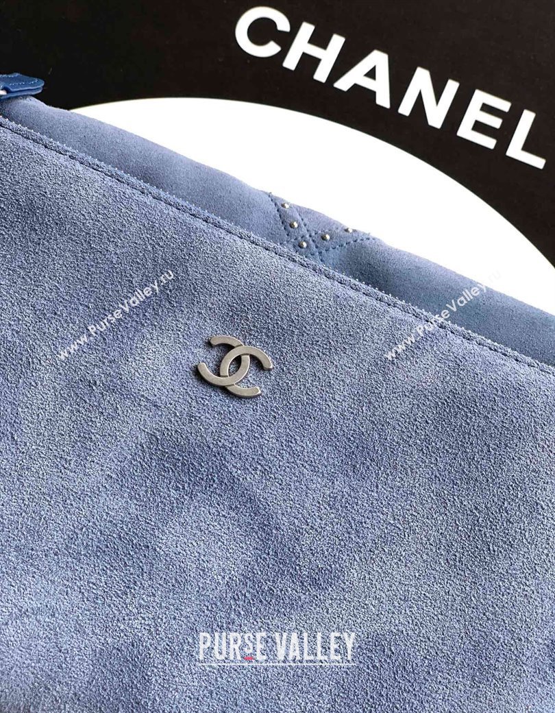 Chanel Suede Small Shopping Bag with Studs AS3260 Blue 2025 0812 (yezi-250812125)