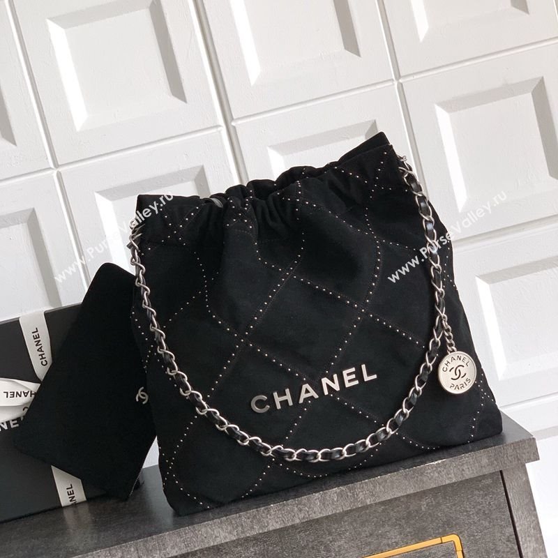 Chanel Suede Small Shopping Bag with Studs AS3260 Black 2025 0812 (yezi-250812126)