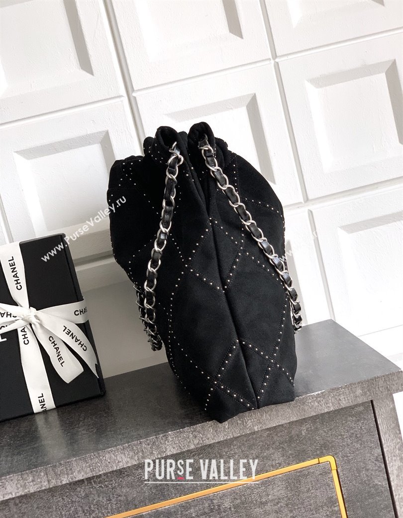 Chanel Suede Small Shopping Bag with Studs AS3260 Black 2025 0812 (yezi-250812126)