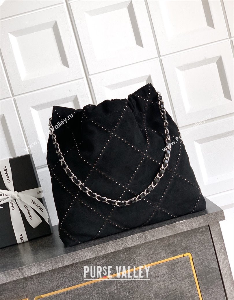 Chanel Suede Small Shopping Bag with Studs AS3260 Black 2025 0812 (yezi-250812126)