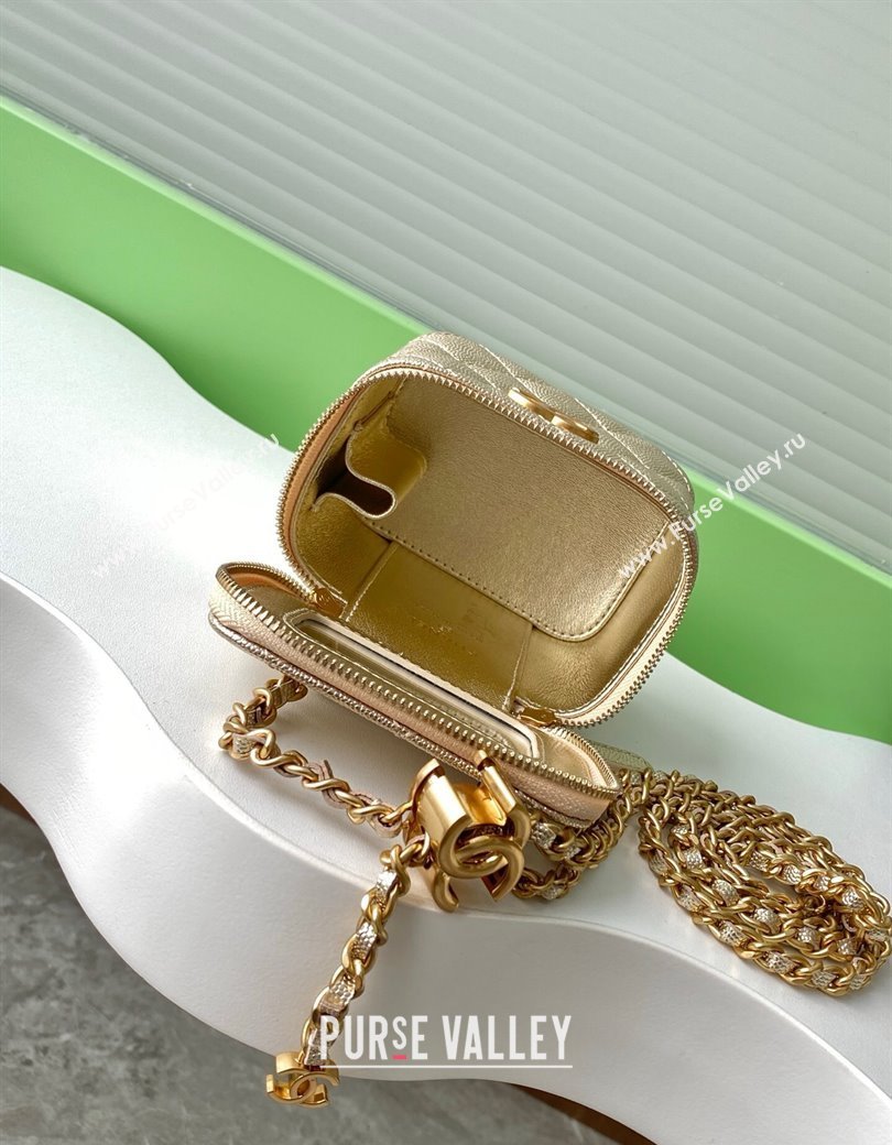 Chanel Grainy Calfskin Small Vanity with CC Chain Gold 2025 AP3941 (yezi-250812101)