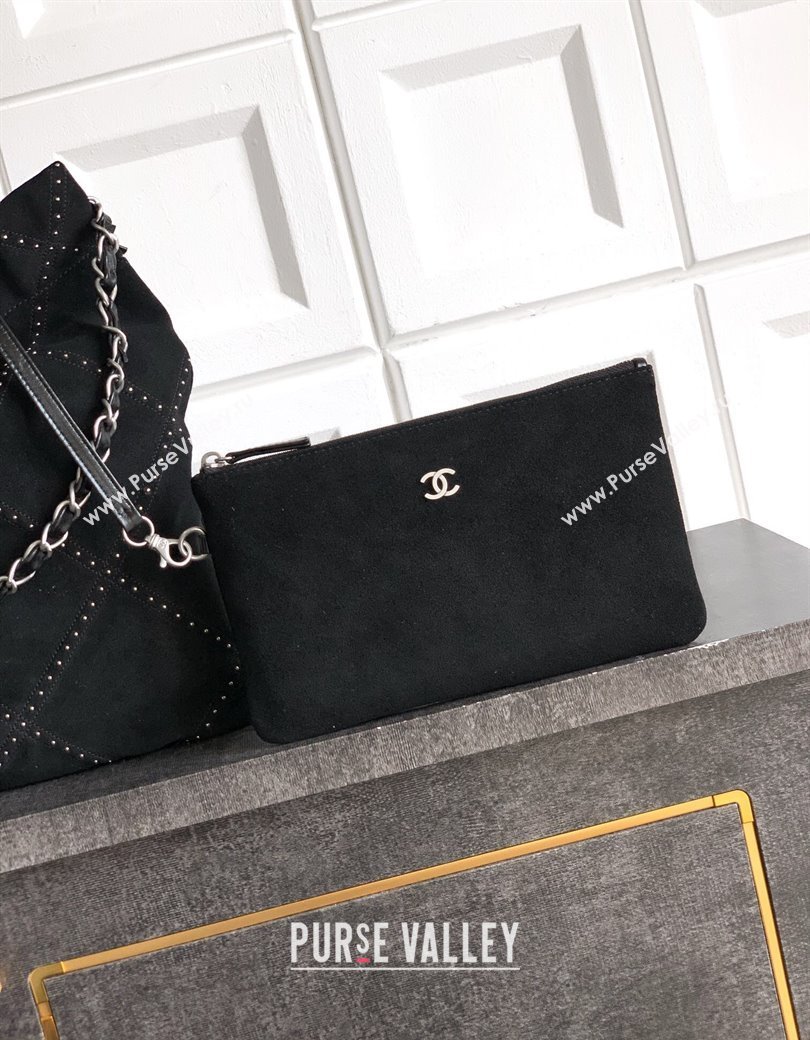 Chanel Suede Small Shopping Bag with Studs AS3260 Black 2025 0812 (yezi-250812126)