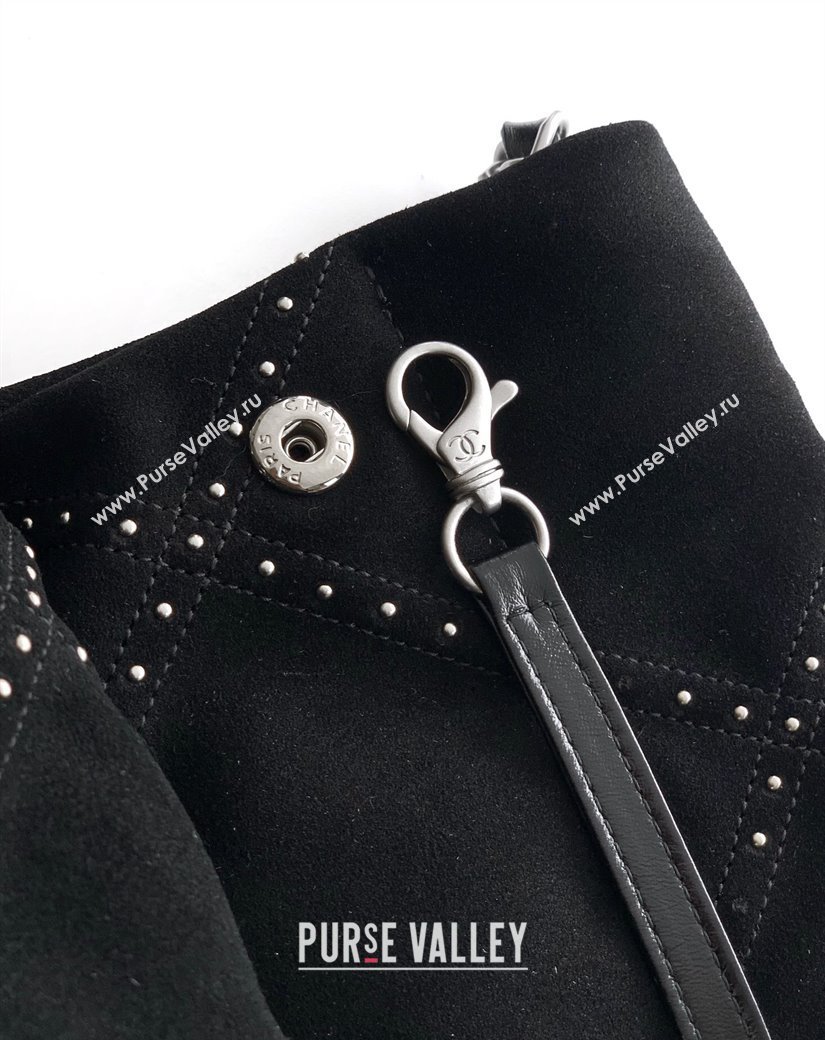 Chanel Suede Small Shopping Bag with Studs AS3260 Black 2025 0812 (yezi-250812126)