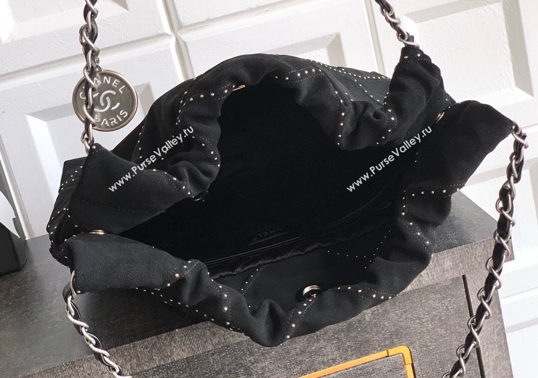 Chanel Suede Small Shopping Bag with Studs AS3260 Black 2025 0812 (yezi-250812126)