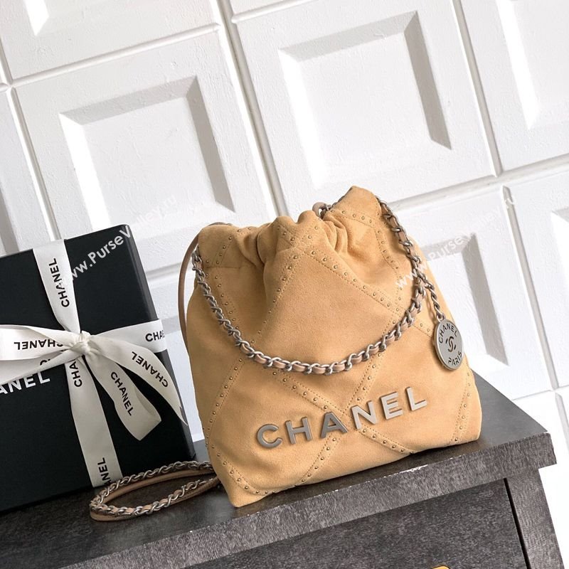 Chanel Suede Mini Shopping Bag with Studs AS3980 Yellow 2025 0812 (yezi-250812127)