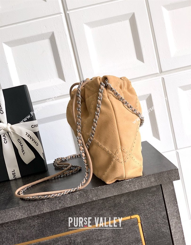 Chanel Suede Mini Shopping Bag with Studs AS3980 Yellow 2025 0812 (yezi-250812127)