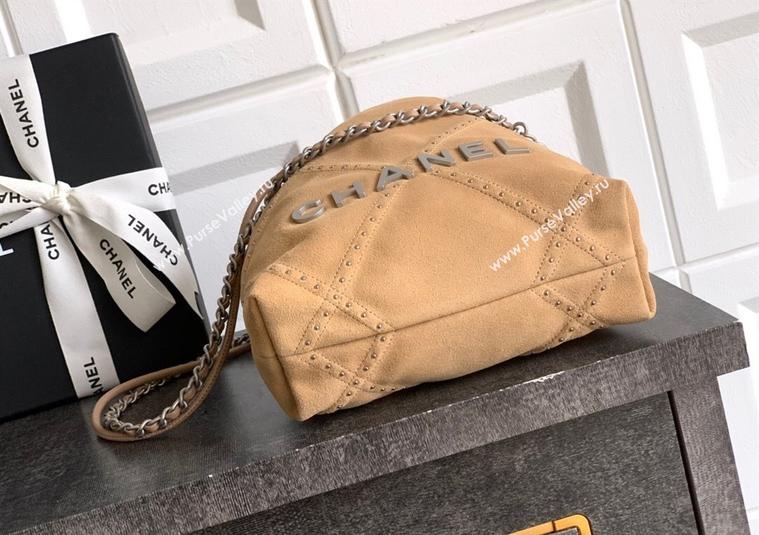 Chanel Suede Mini Shopping Bag with Studs AS3980 Yellow 2025 0812 (yezi-250812127)