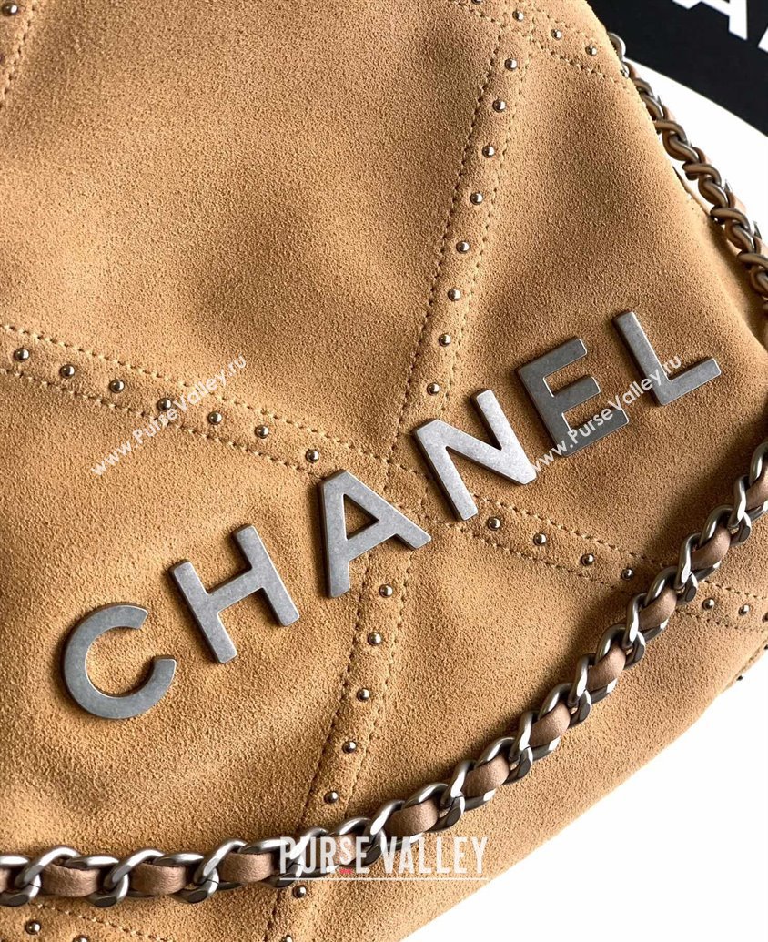 Chanel Suede Mini Shopping Bag with Studs AS3980 Yellow 2025 0812 (yezi-250812127)
