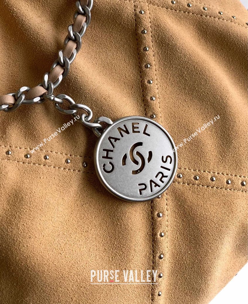 Chanel Suede Mini Shopping Bag with Studs AS3980 Yellow 2025 0812 (yezi-250812127)