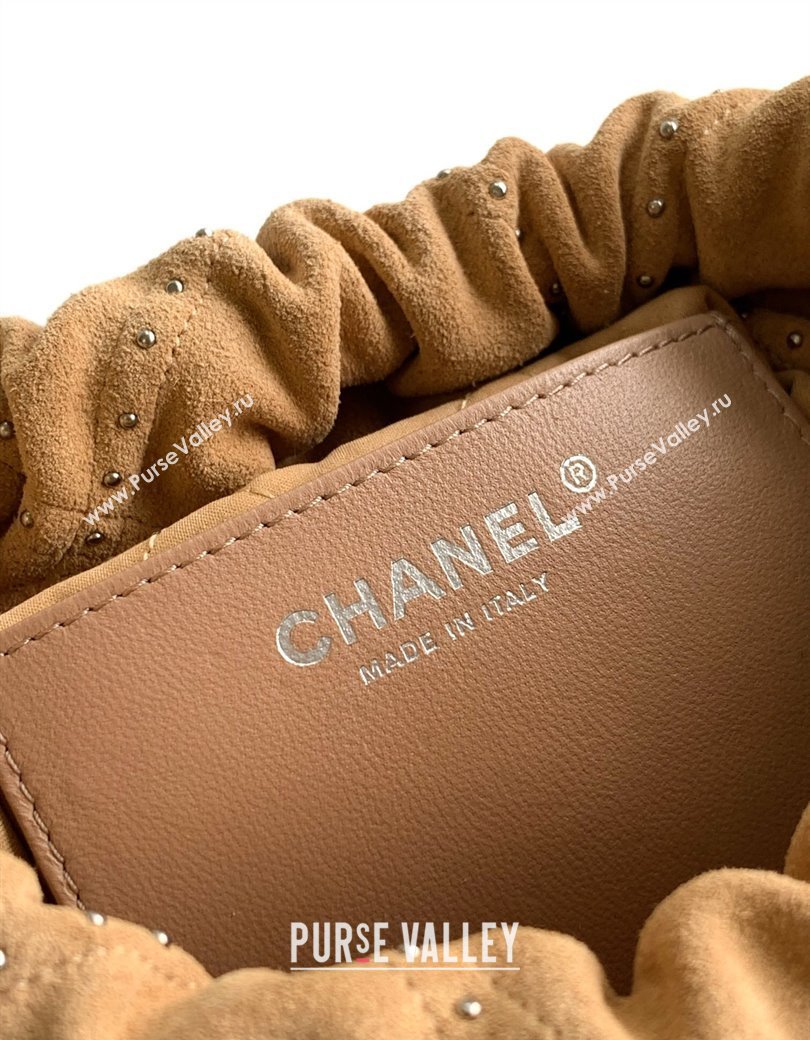 Chanel Suede Mini Shopping Bag with Studs AS3980 Yellow 2025 0812 (yezi-250812127)