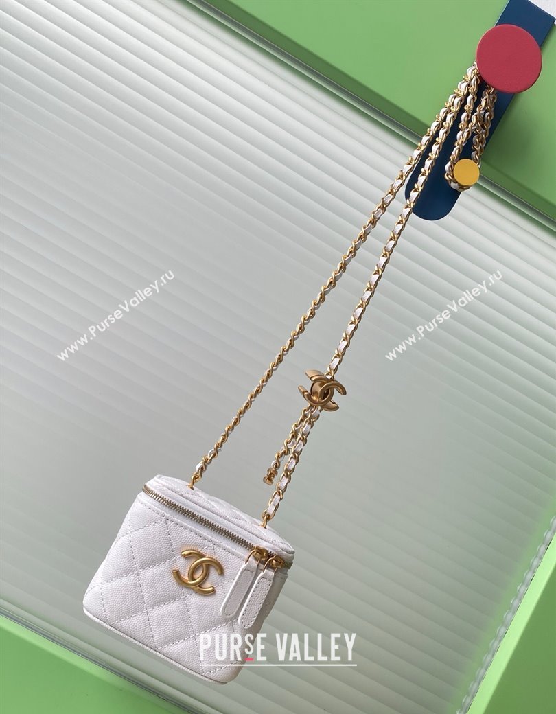 Chanel Grainy Calfskin Small Vanity with CC Chain White 2025 AP3941 (yezi-250812102)
