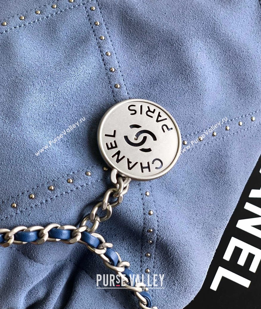 Chanel Suede Mini Shopping Bag with Studs AS3980 Blue 2025 0812 (yezi-250812128)