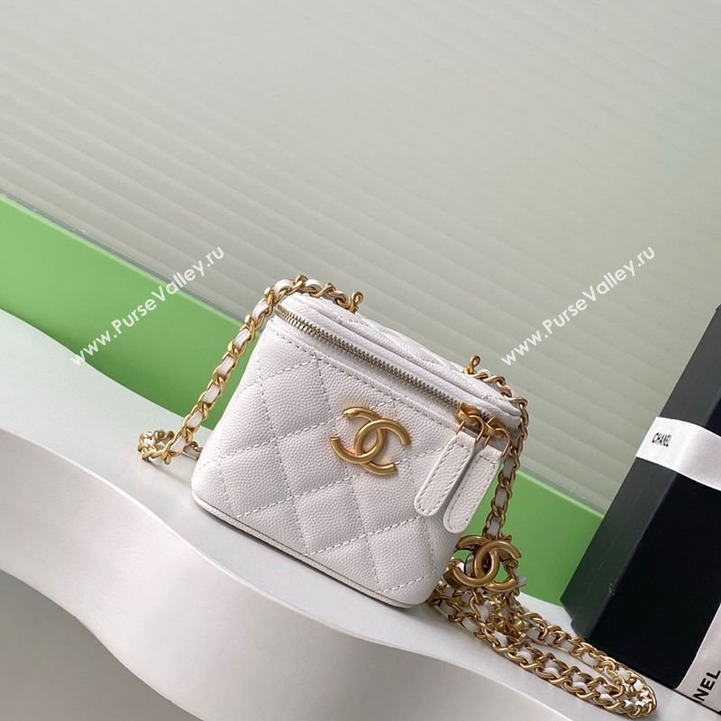 Chanel Grainy Calfskin Small Vanity with CC Chain White 2025 AP3941 (yezi-250812102)