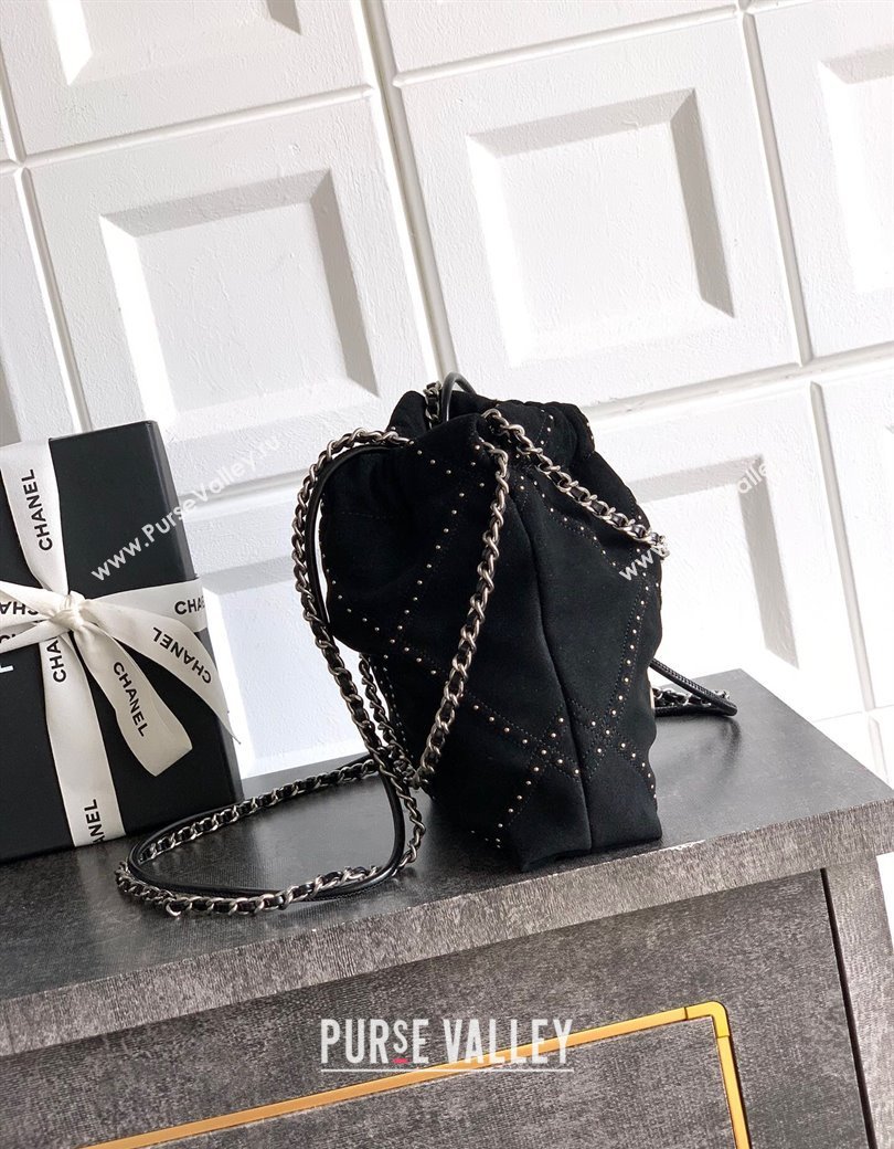 Chanel Suede Mini Shopping Bag with Studs AS3980 Black 2025 0812 (yezi-250812129)