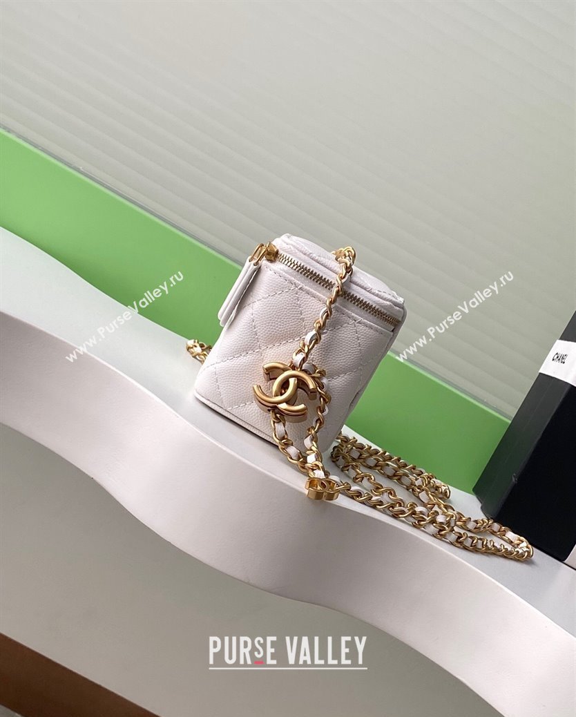 Chanel Grainy Calfskin Small Vanity with CC Chain White 2025 AP3941 (yezi-250812102)