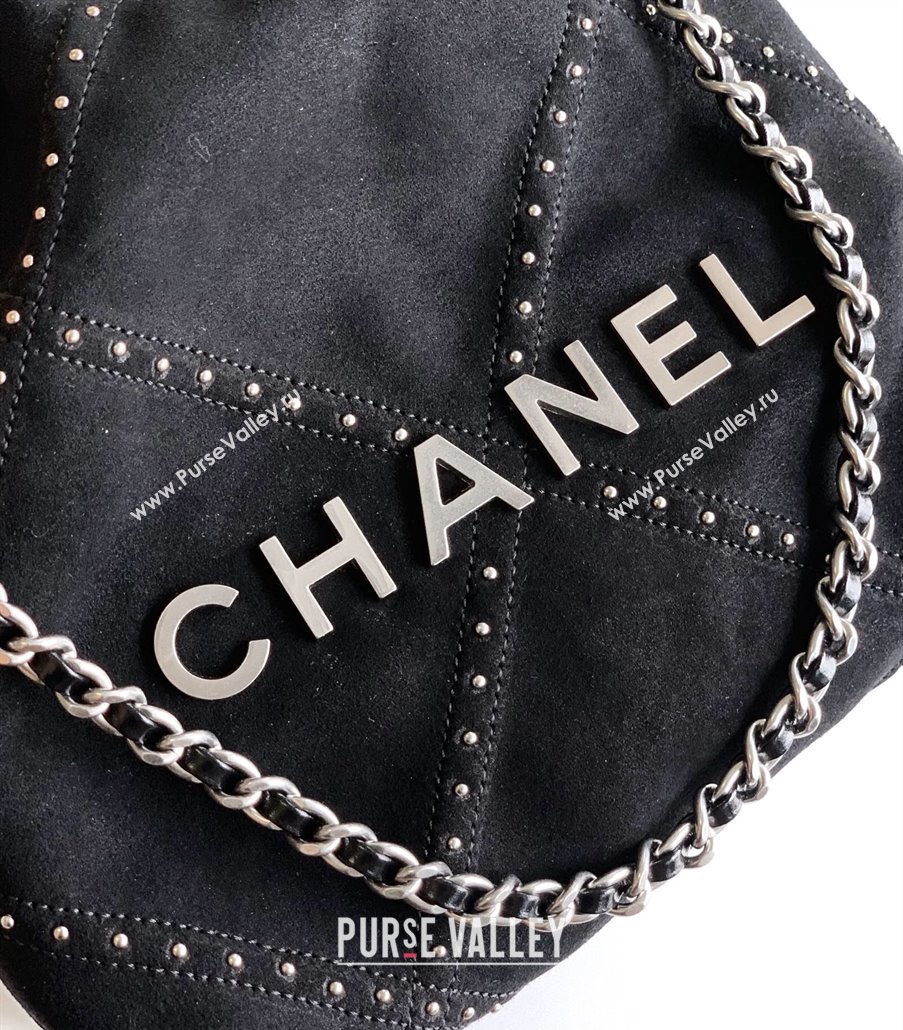 Chanel Suede Mini Shopping Bag with Studs AS3980 Black 2025 0812 (yezi-250812129)