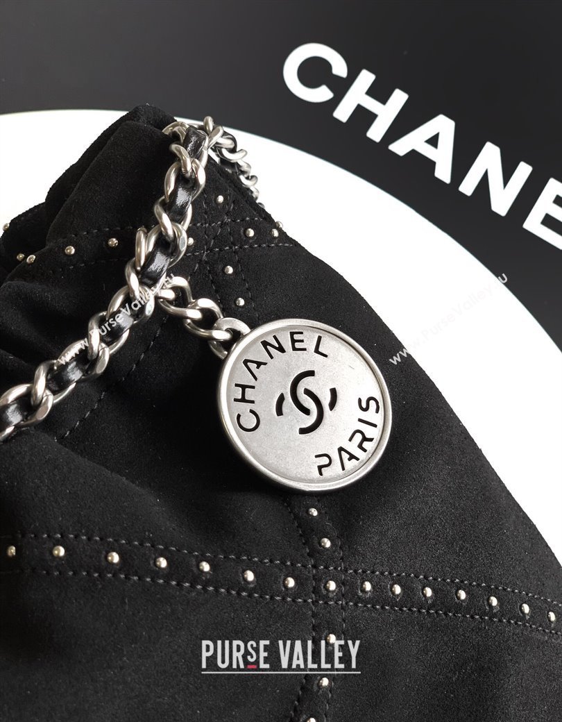 Chanel Suede Mini Shopping Bag with Studs AS3980 Black 2025 0812 (yezi-250812129)