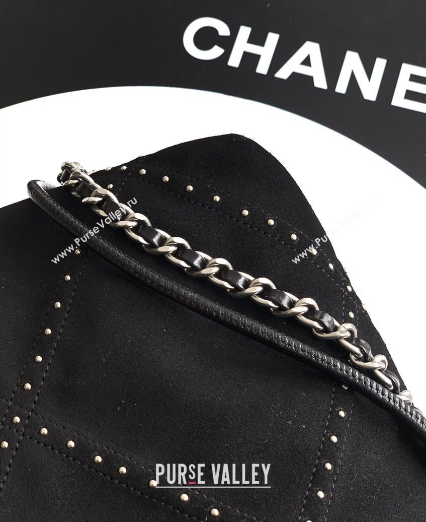 Chanel Suede Mini Shopping Bag with Studs AS3980 Black 2025 0812 (yezi-250812129)