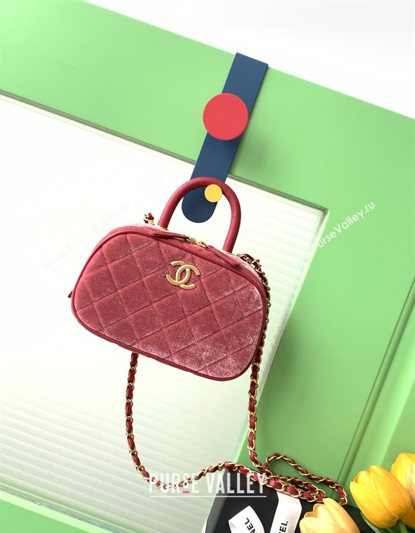 Chanel Velvet Mini Bowling Bag AS5572 Burgundy 2025 (yezi-250812131)