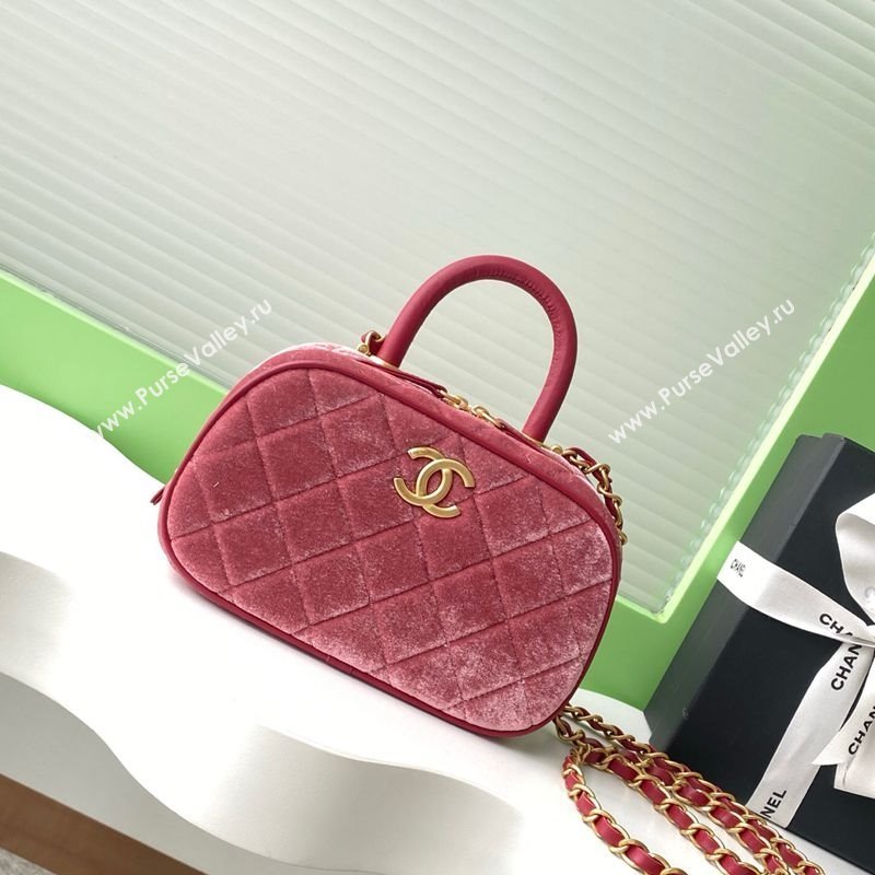 Chanel Velvet Mini Bowling Bag AS5572 Burgundy 2025 (yezi-250812131)