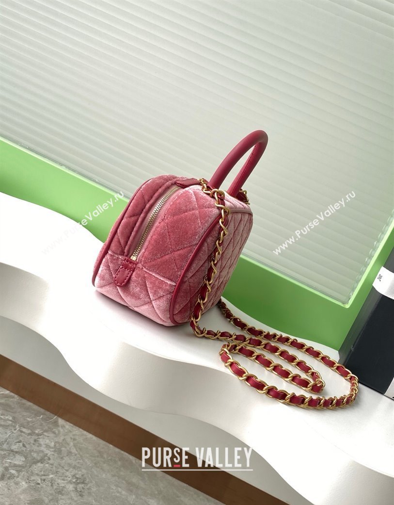 Chanel Velvet Mini Bowling Bag AS5572 Burgundy 2025 (yezi-250812131)