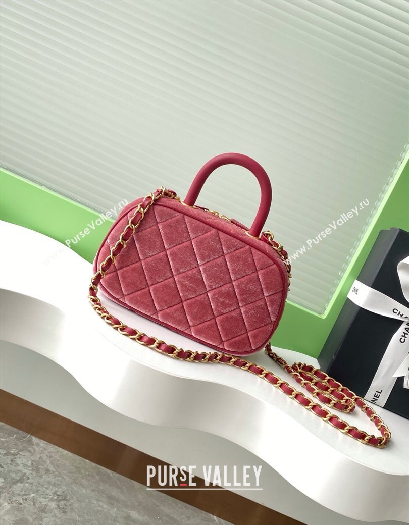Chanel Velvet Mini Bowling Bag AS5572 Burgundy 2025 (yezi-250812131)