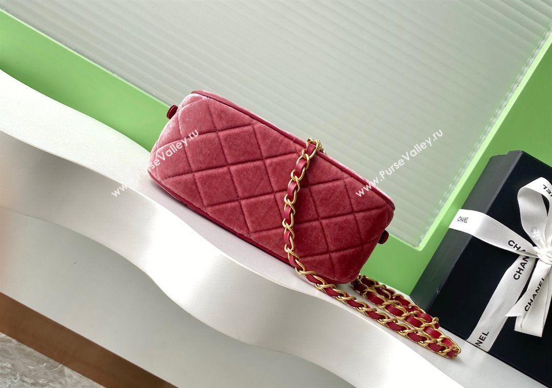 Chanel Velvet Mini Bowling Bag AS5572 Burgundy 2025 (yezi-250812131)