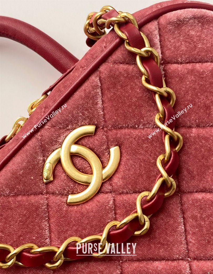 Chanel Velvet Mini Bowling Bag AS5572 Burgundy 2025 (yezi-250812131)
