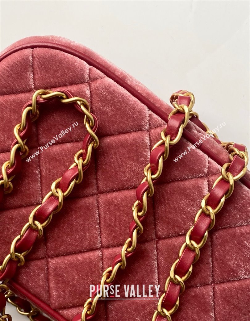 Chanel Velvet Mini Bowling Bag AS5572 Burgundy 2025 (yezi-250812131)