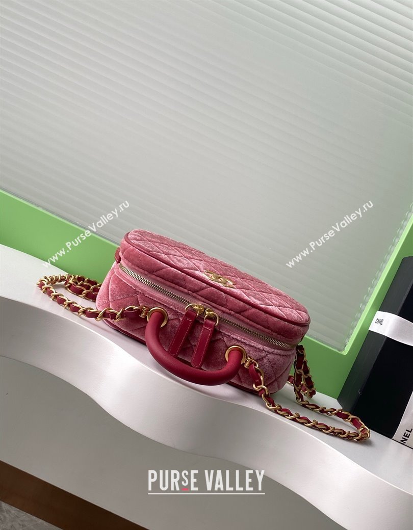 Chanel Velvet Mini Bowling Bag AS5572 Burgundy 2025 (yezi-250812131)