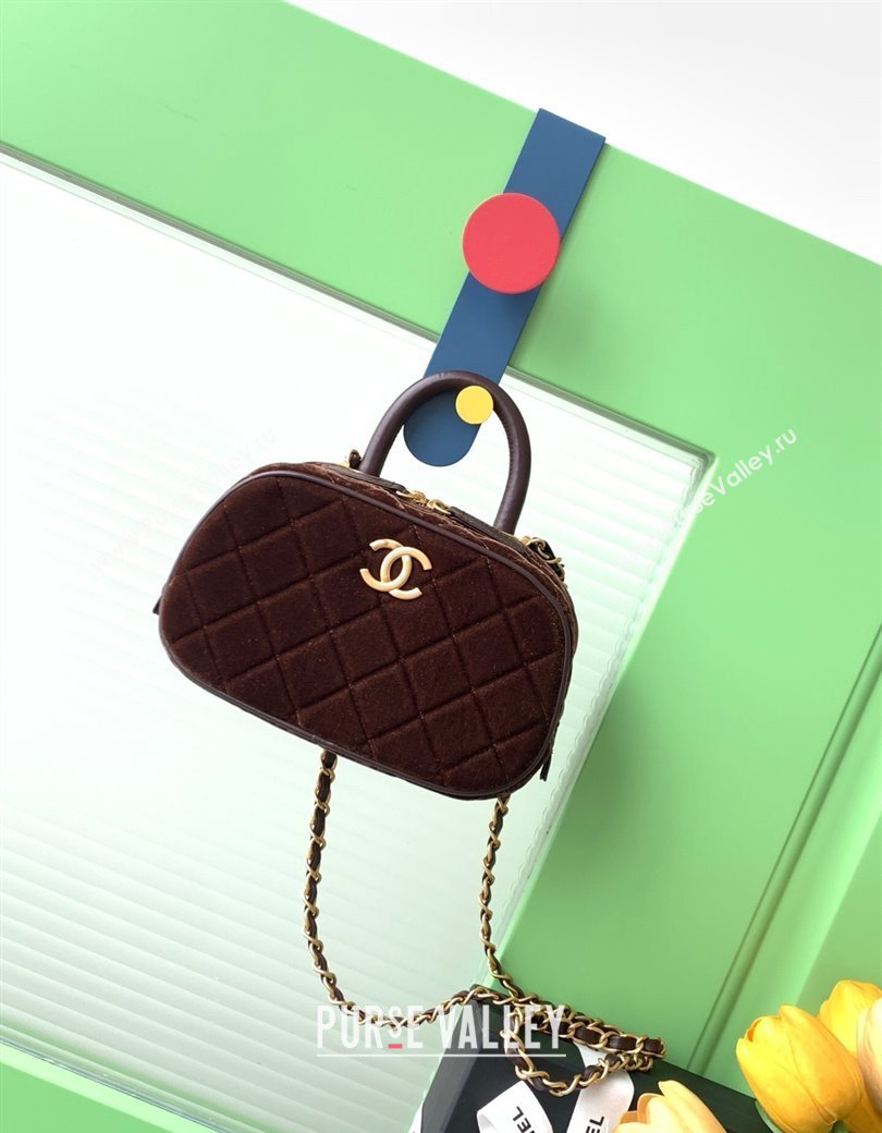 Chanel Velvet Mini Bowling Bag AS5572 Brown 2025 (yezi-250812132)