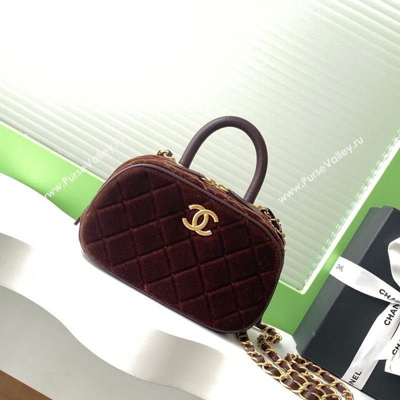 Chanel Velvet Mini Bowling Bag AS5572 Brown 2025 (yezi-250812132)