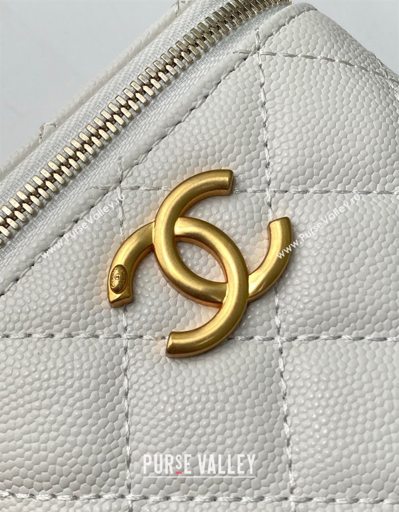 Chanel Grainy Calfskin Small Vanity with CC Chain White 2025 AP3941 (yezi-250812102)