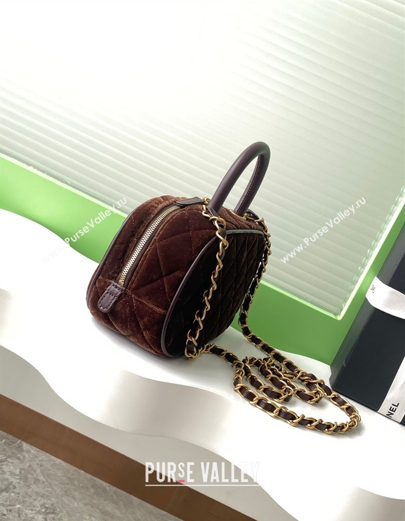 Chanel Velvet Mini Bowling Bag AS5572 Brown 2025 (yezi-250812132)