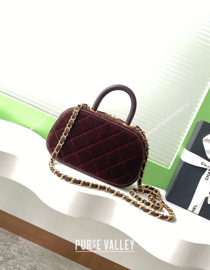 Chanel Velvet Mini Bowling Bag AS5572 Brown 2025 (yezi-250812132)