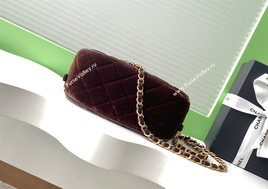 Chanel Velvet Mini Bowling Bag AS5572 Brown 2025 (yezi-250812132)