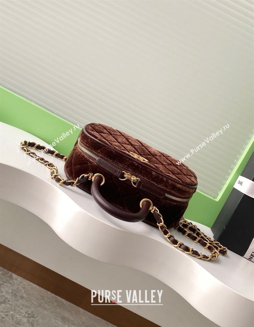 Chanel Velvet Mini Bowling Bag AS5572 Brown 2025 (yezi-250812132)