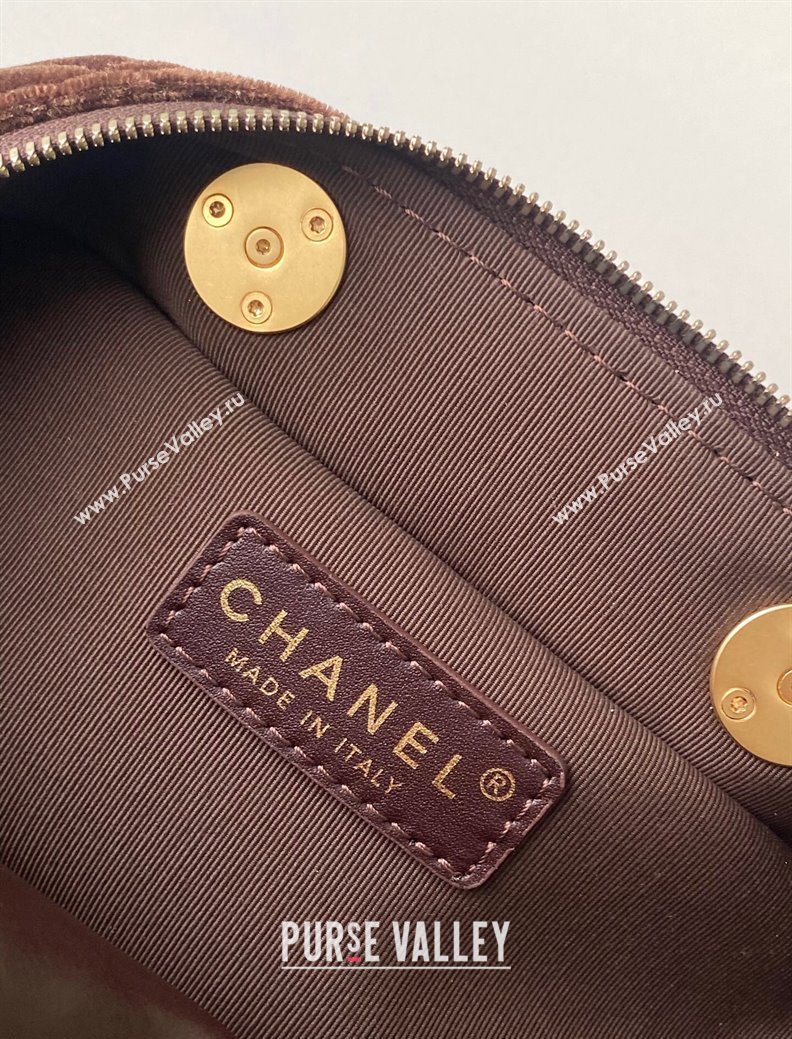 Chanel Velvet Mini Bowling Bag AS5572 Brown 2025 (yezi-250812132)