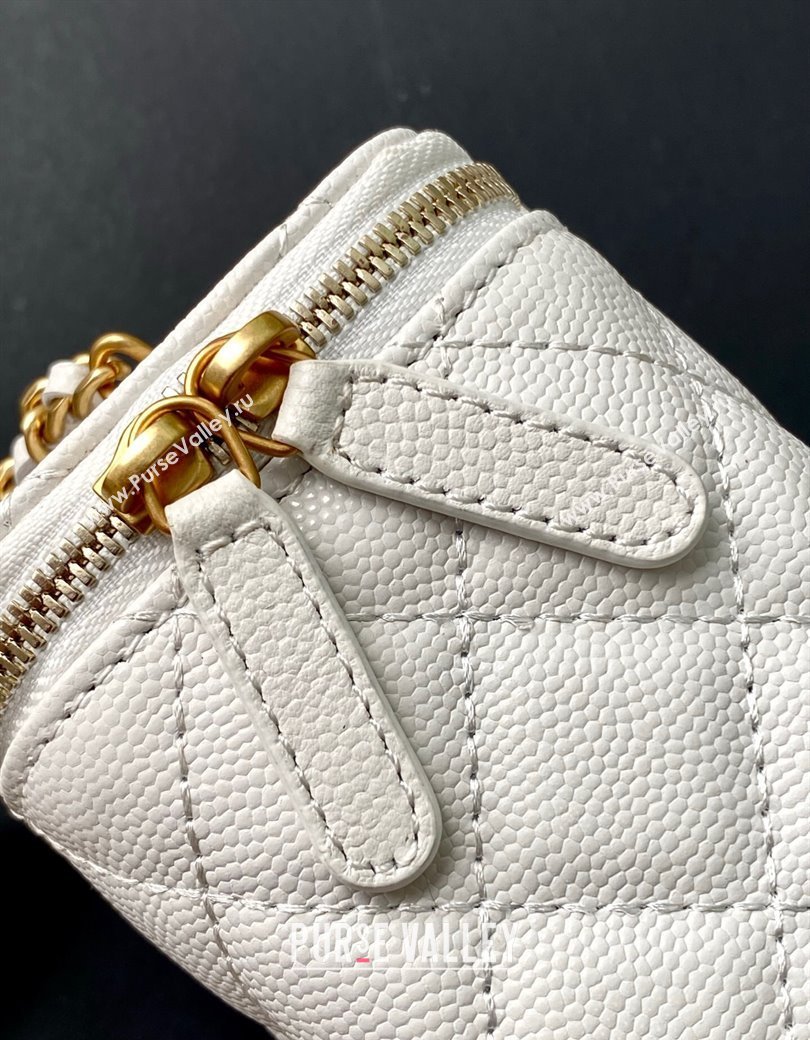 Chanel Grainy Calfskin Small Vanity with CC Chain White 2025 AP3941 (yezi-250812102)