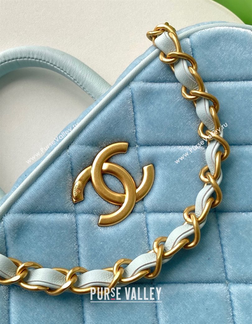 Chanel Velvet Mini Bowling Bag AS5572 Light Blue 2025 (yezi-250812133)