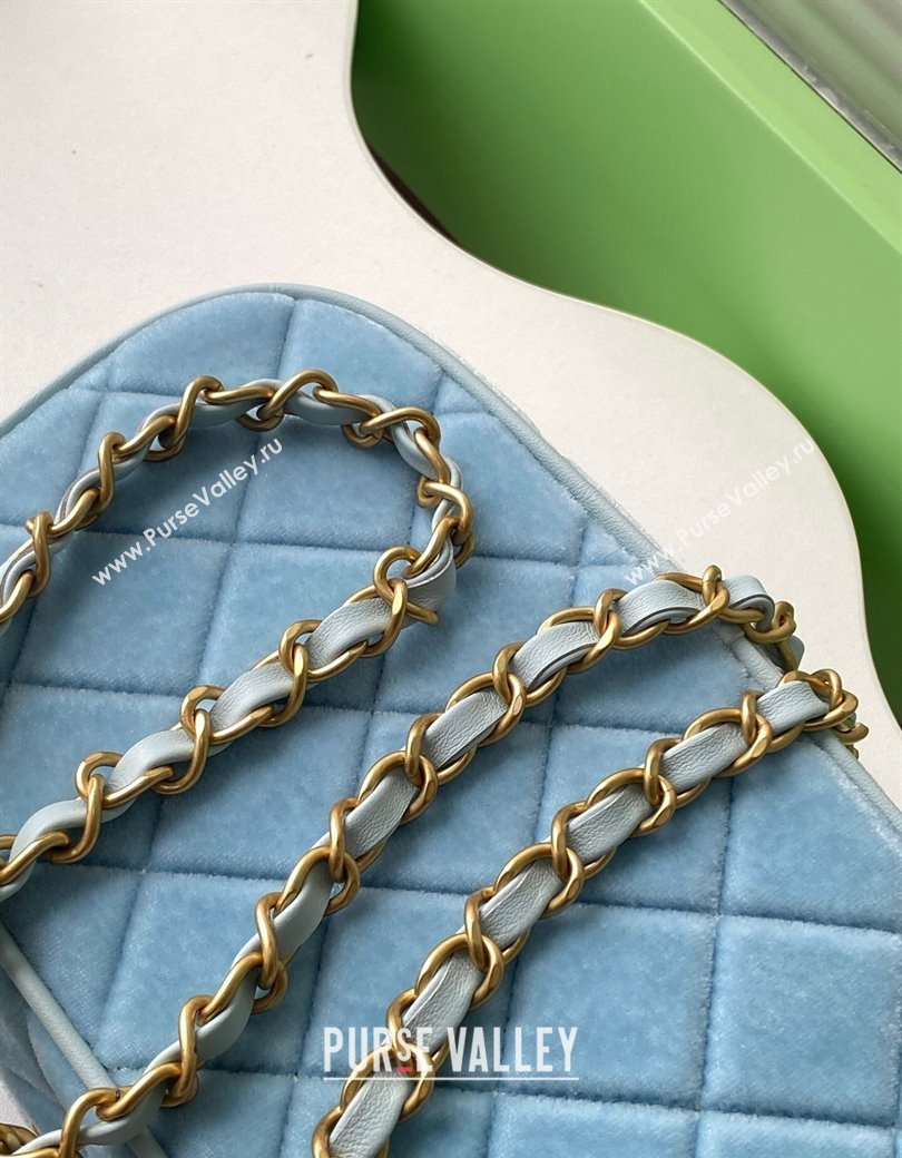 Chanel Velvet Mini Bowling Bag AS5572 Light Blue 2025 (yezi-250812133)