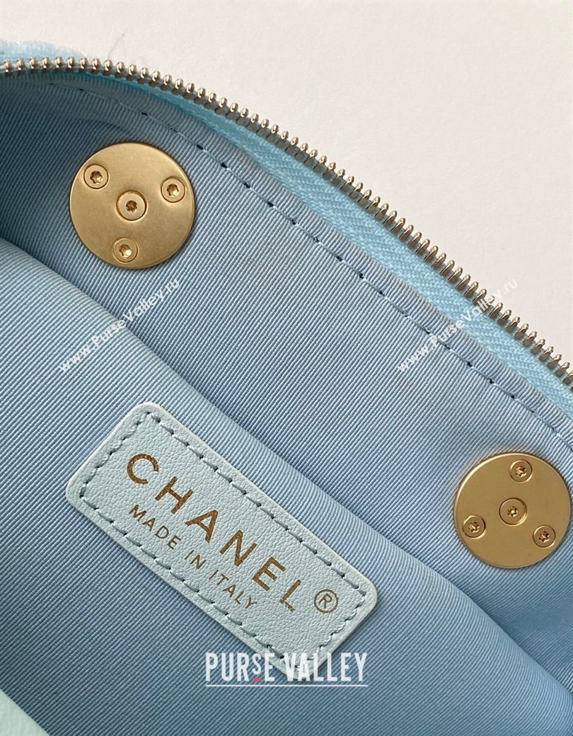 Chanel Velvet Mini Bowling Bag AS5572 Light Blue 2025 (yezi-250812133)
