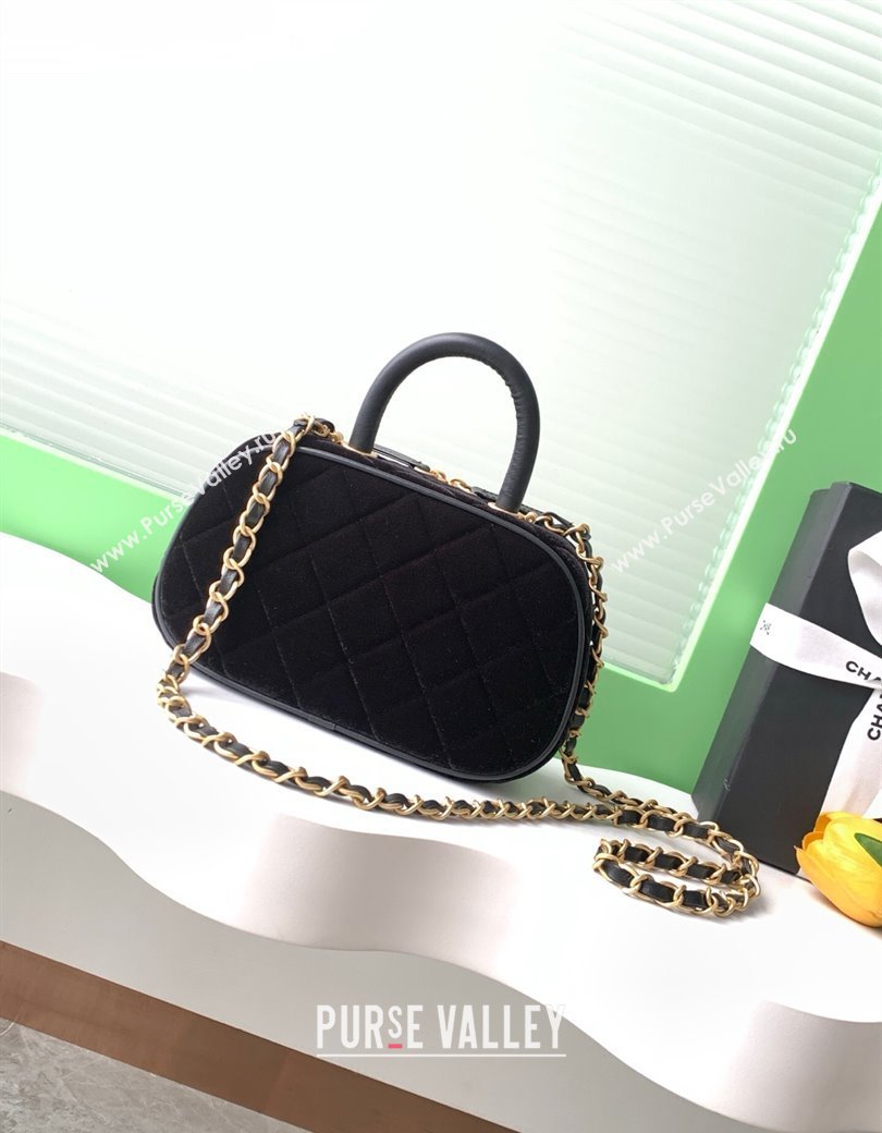 Chanel Velvet Mini Bowling Bag AS5572 Black 2025 (yezi-250812134)